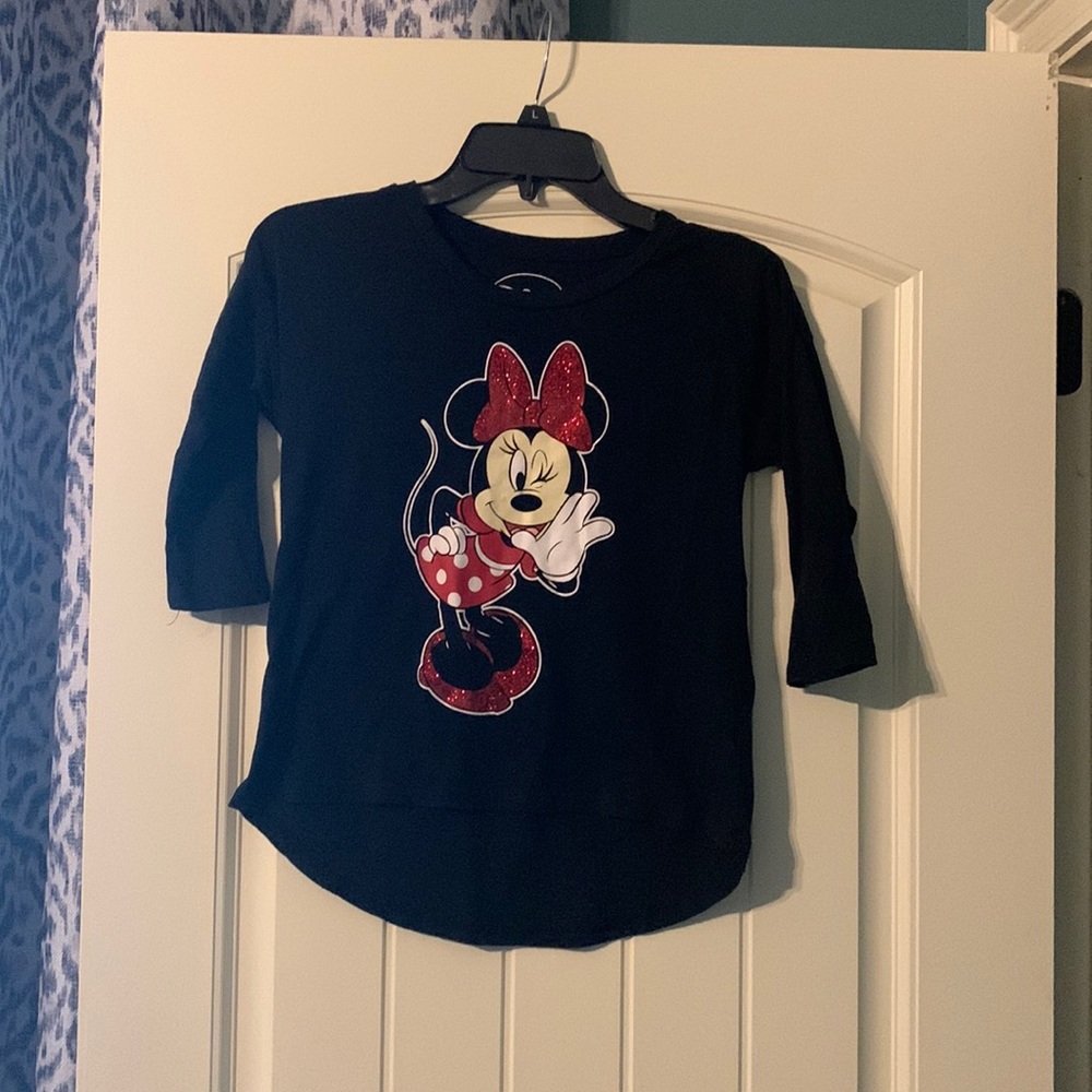 Minnie Mouse 3/4 sleeve shirt with glitter